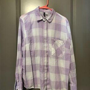H&M Lavender White Plaid Shirt